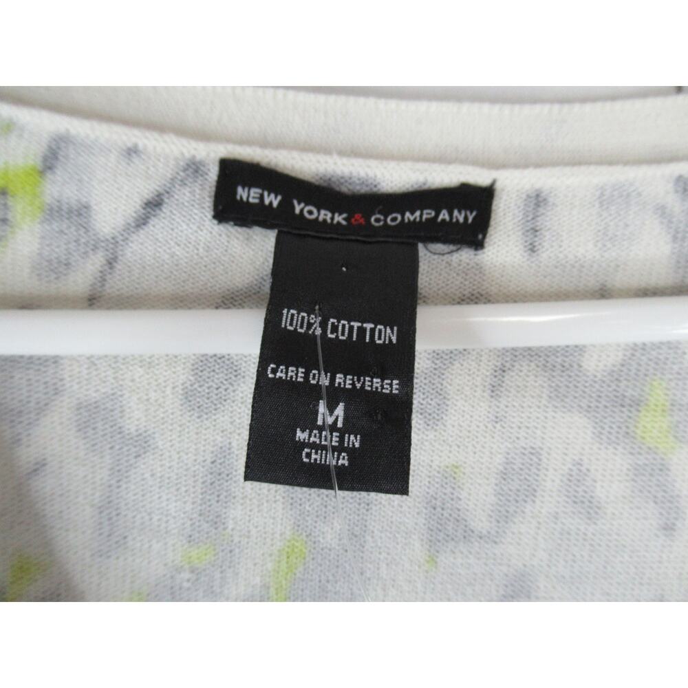 New York & Company 3/4 Sleeve grey and green leopard print cardigan - Picture 3 of 3